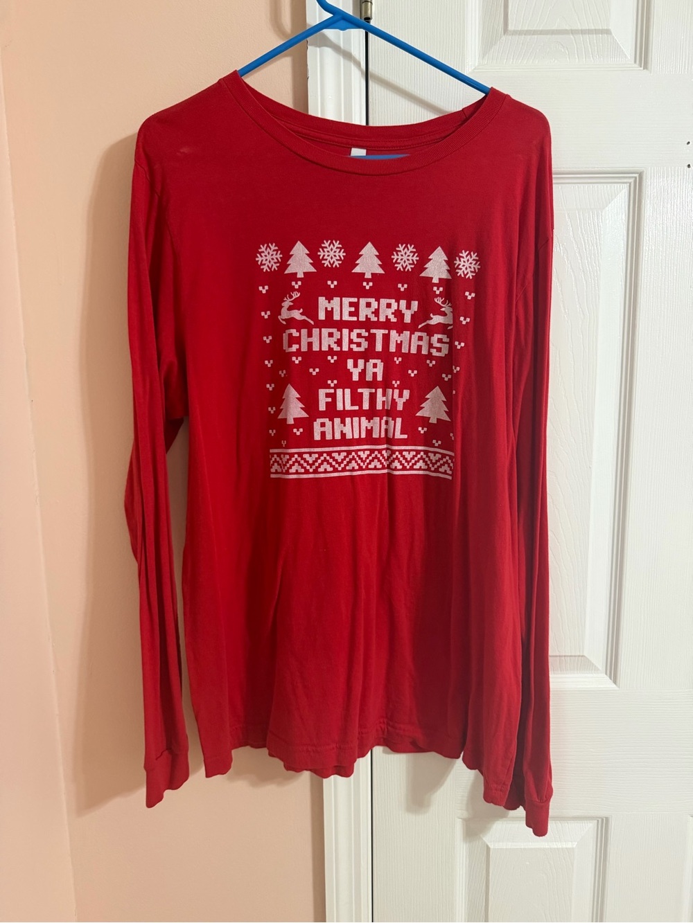 Red Christmas 'Merry Christmas Ya Filthy Animal' Long Sleeve Tee